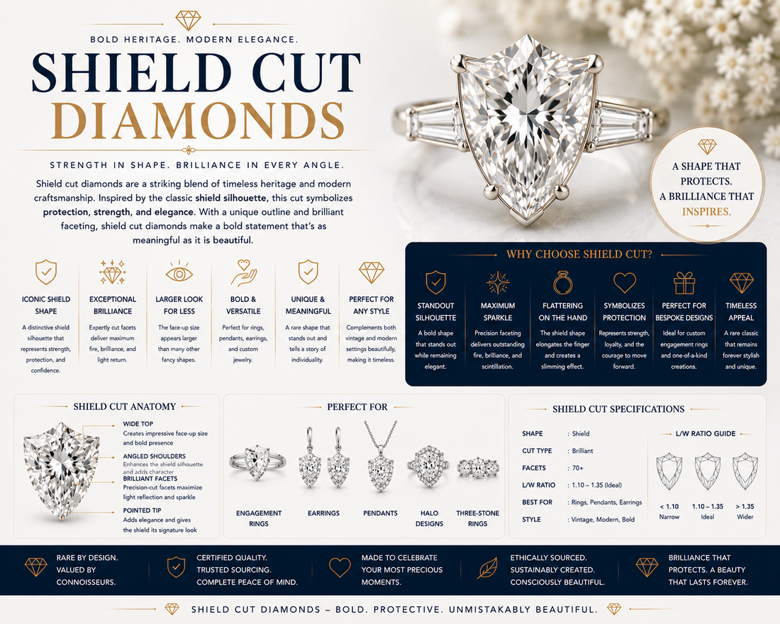 Shield cut diamonds