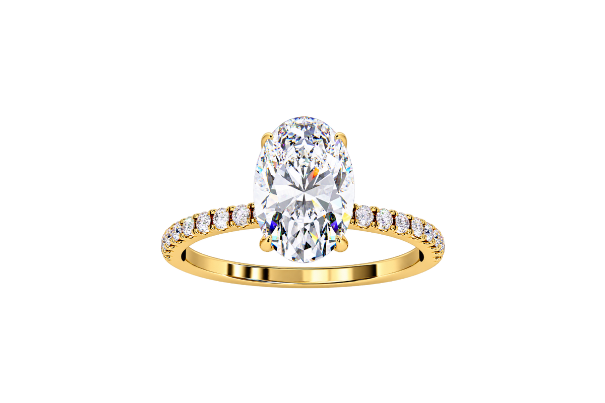 Oval Lab-Grown Diamond Hidden Halo Pavé Engagement Ring