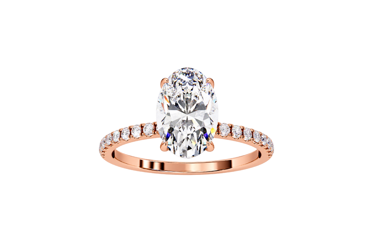 Oval Lab-Grown Diamond Hidden Halo Pavé Engagement Ring