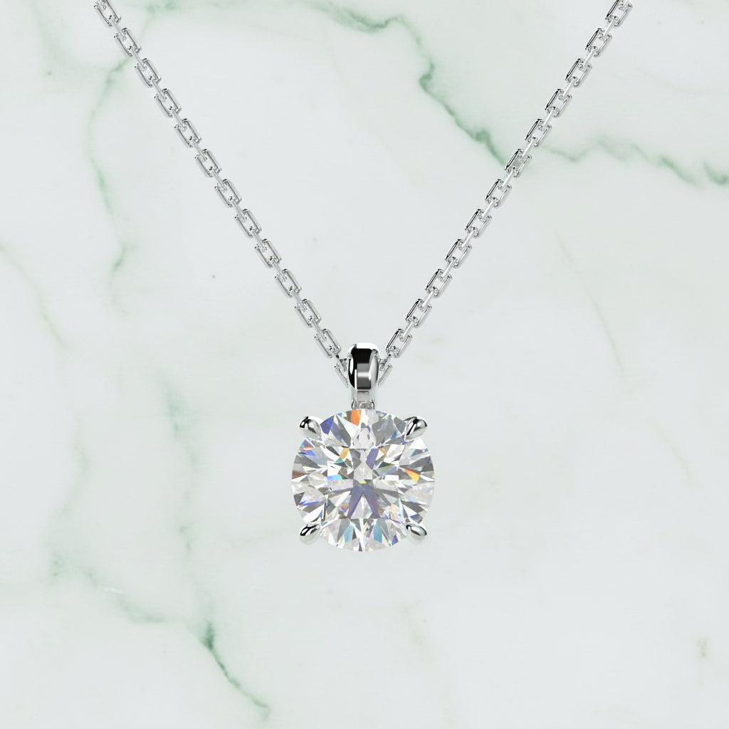Diamond necklace on a beige background