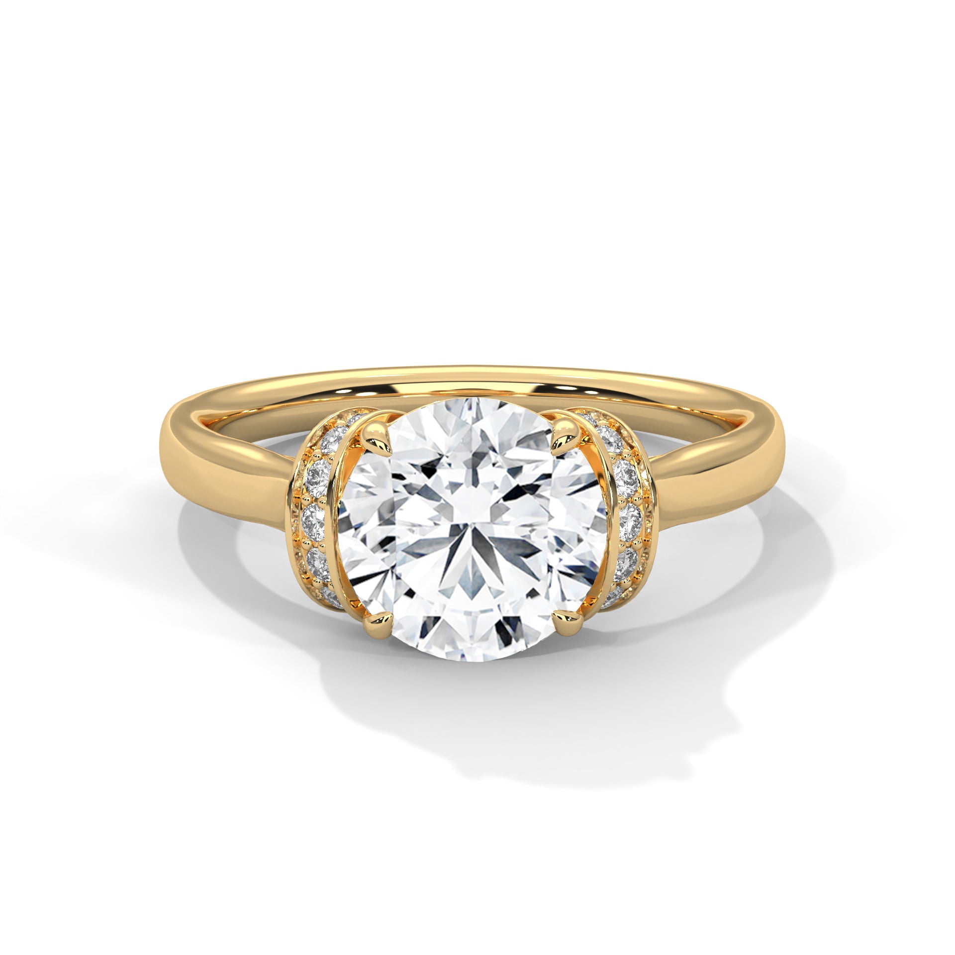 Round Solitaire with Hidden Halo Engagement Ring