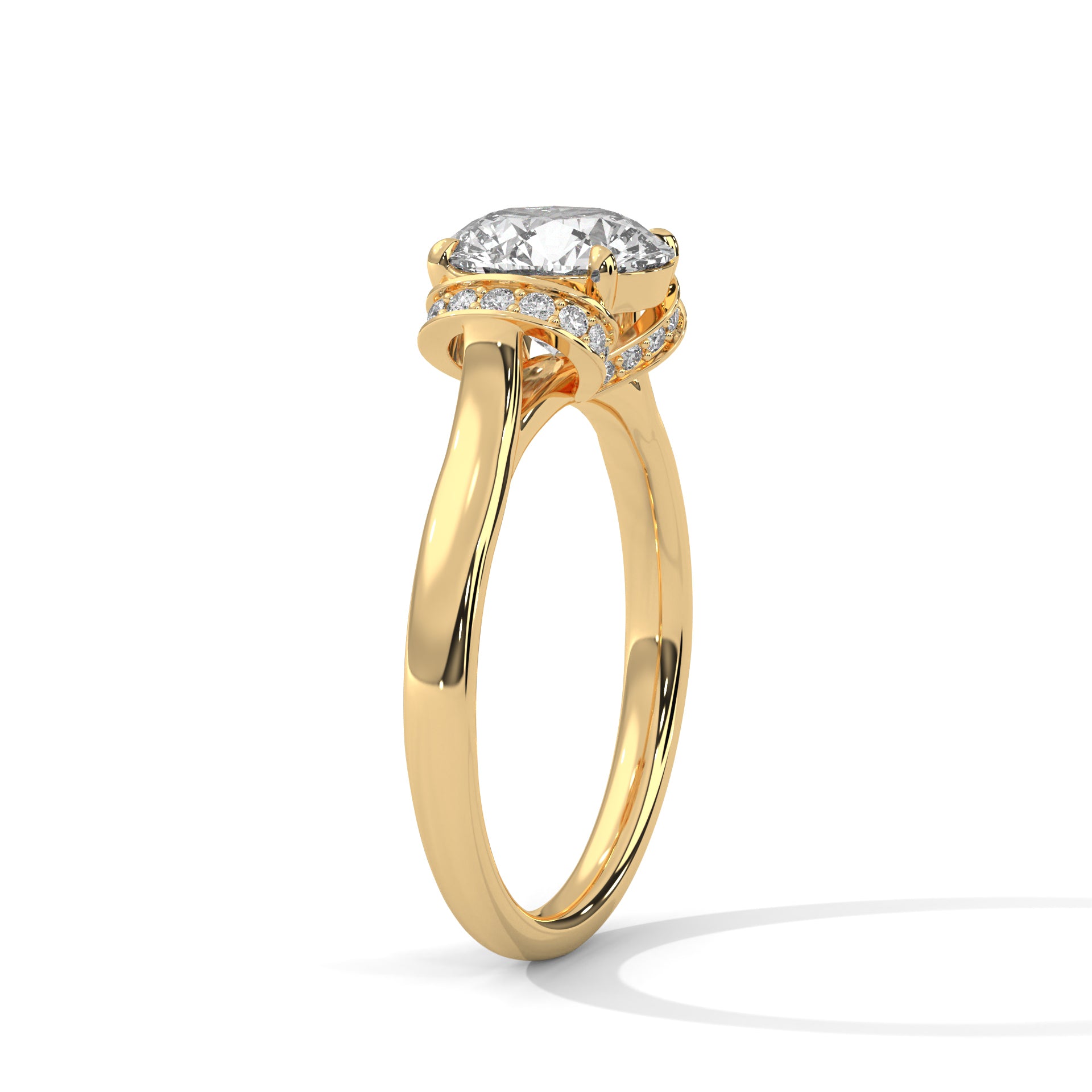 Round Solitaire with Hidden Halo Engagement Ring