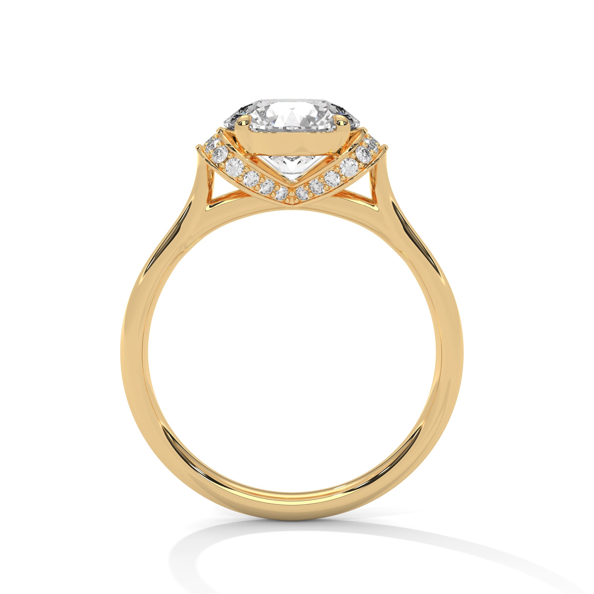 Round Solitaire with Hidden Halo Engagement Ring
