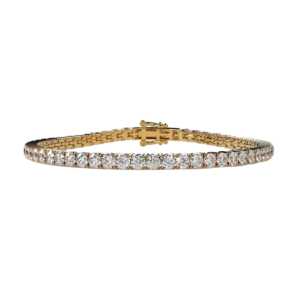 Gold bracelet with diamonds on a beige background