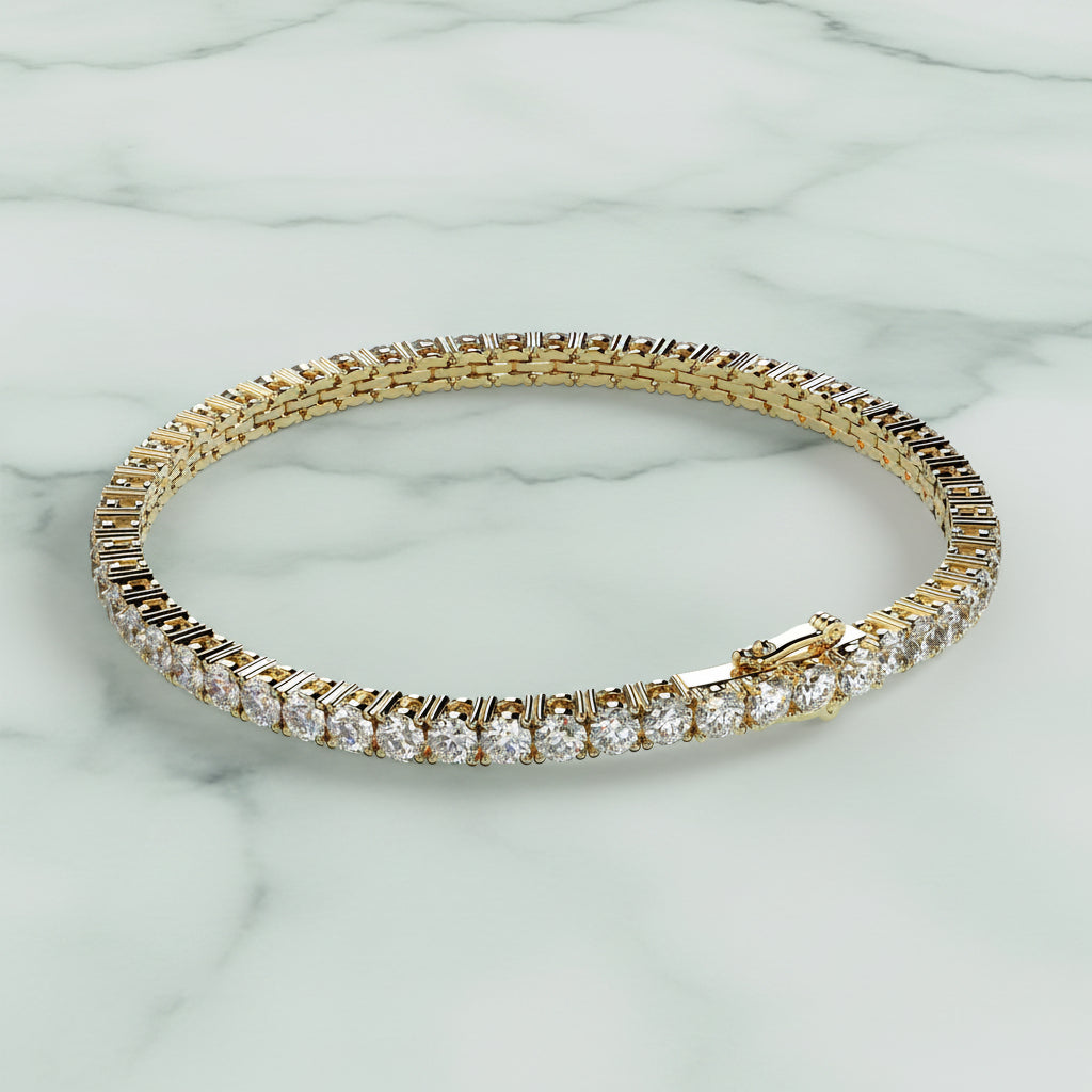 Gold bracelet with diamonds on a beige background