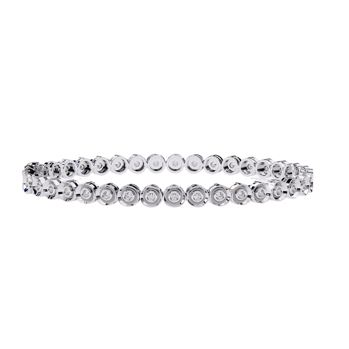 Silver bracelet with floral design on a white background