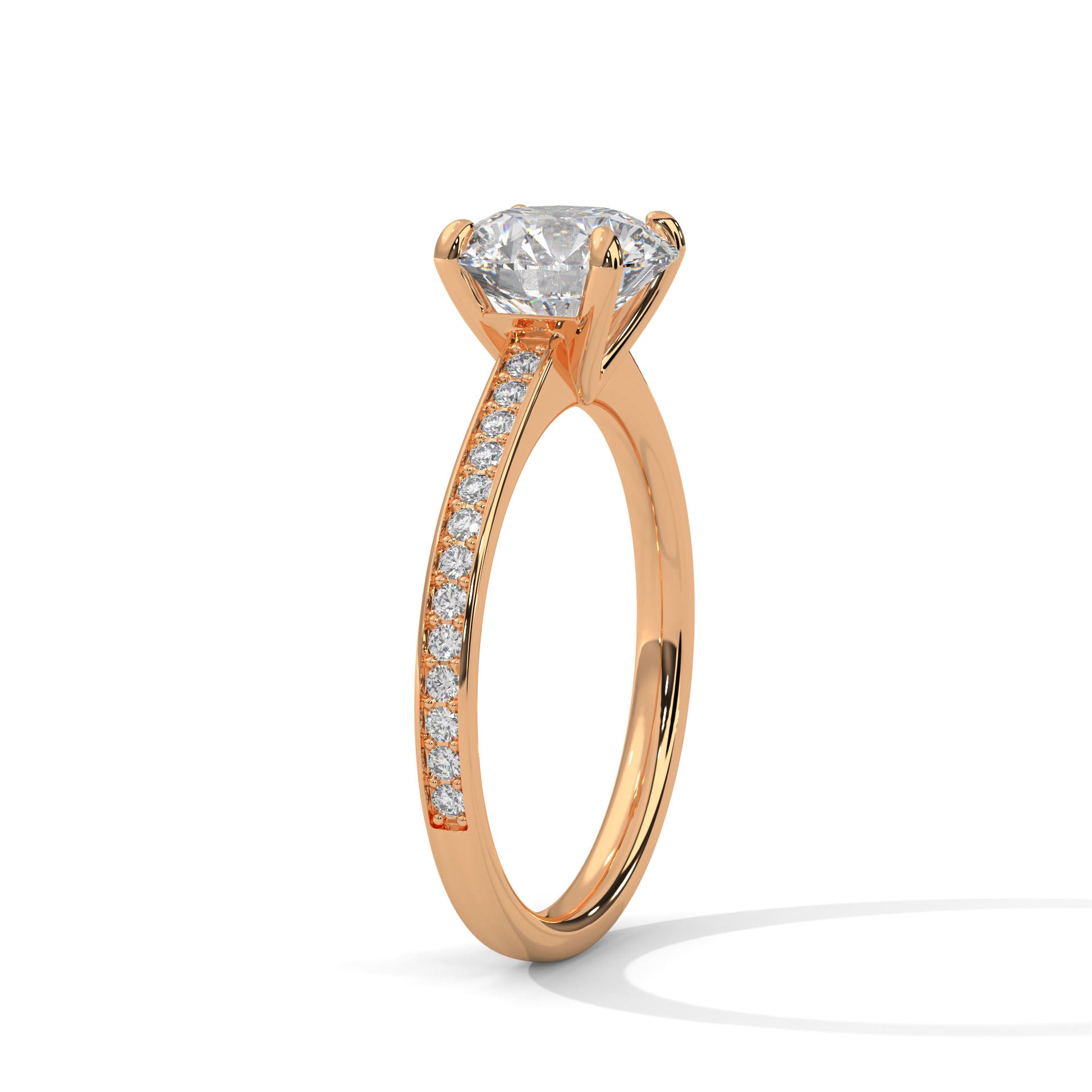 Round Brilliant Pavé Solitaire Engagement Ring