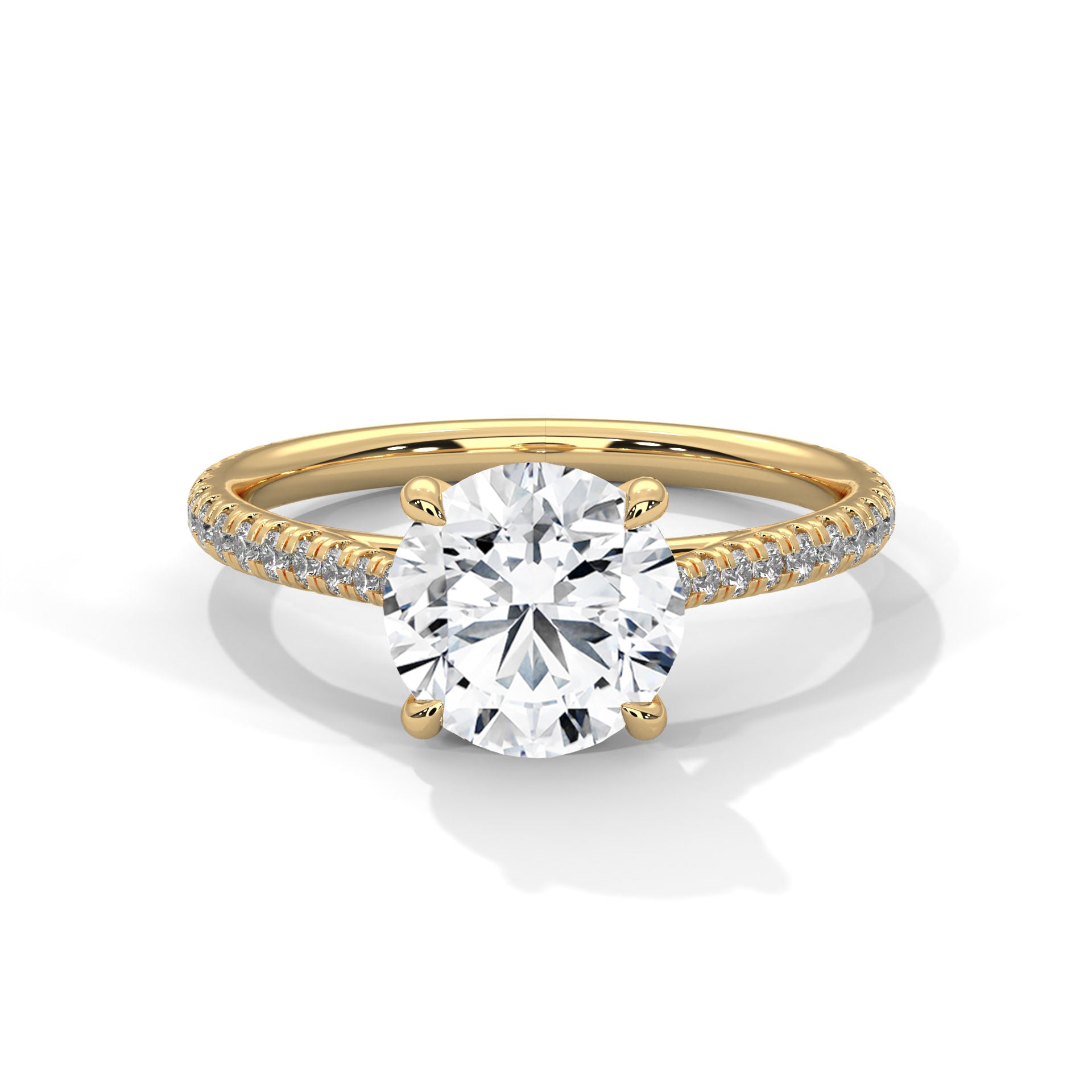 Round Brilliant Pavé Solitaire Engagement Ring