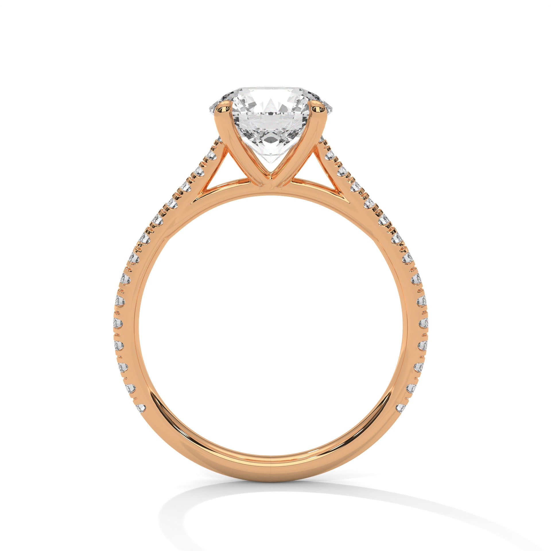 Round Brilliant Pavé Solitaire Engagement Ring
