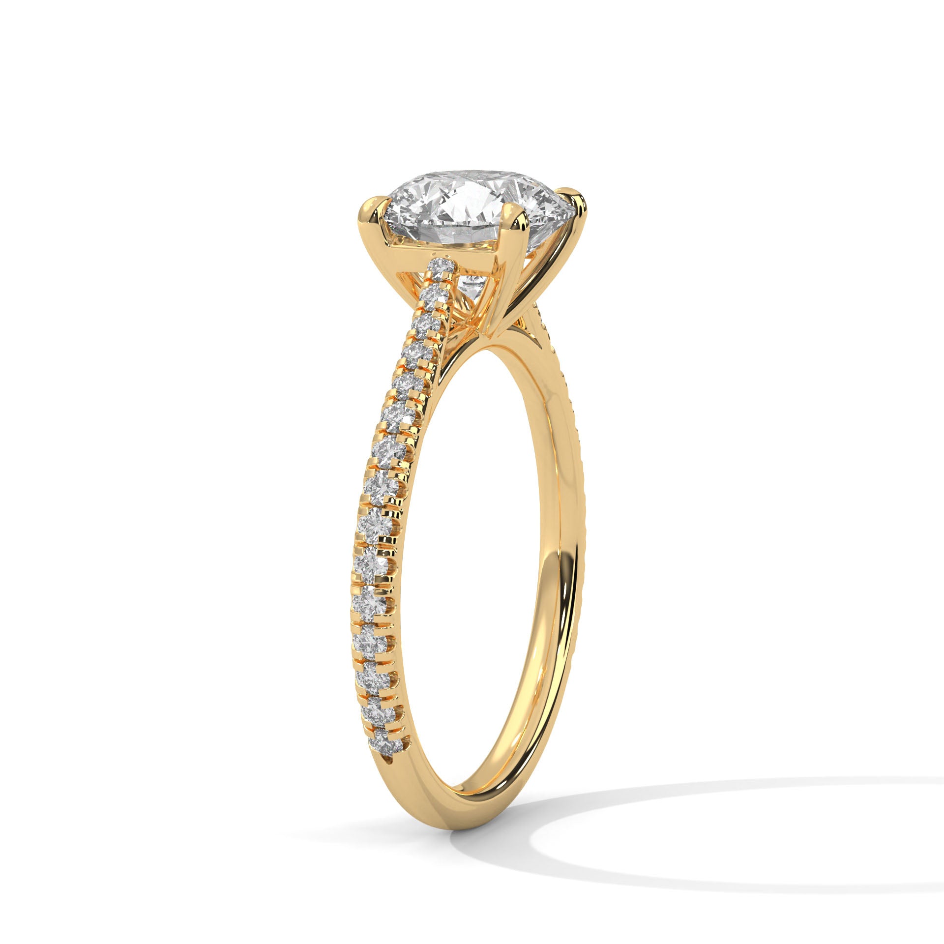 Round Brilliant Pavé Solitaire Engagement Ring