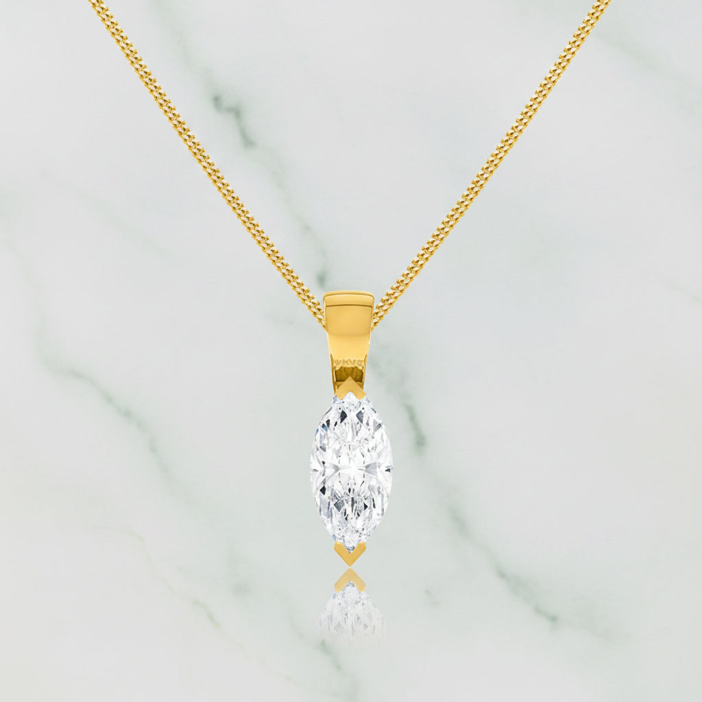 Marquise Lab Diamond 2 Claw Pendant