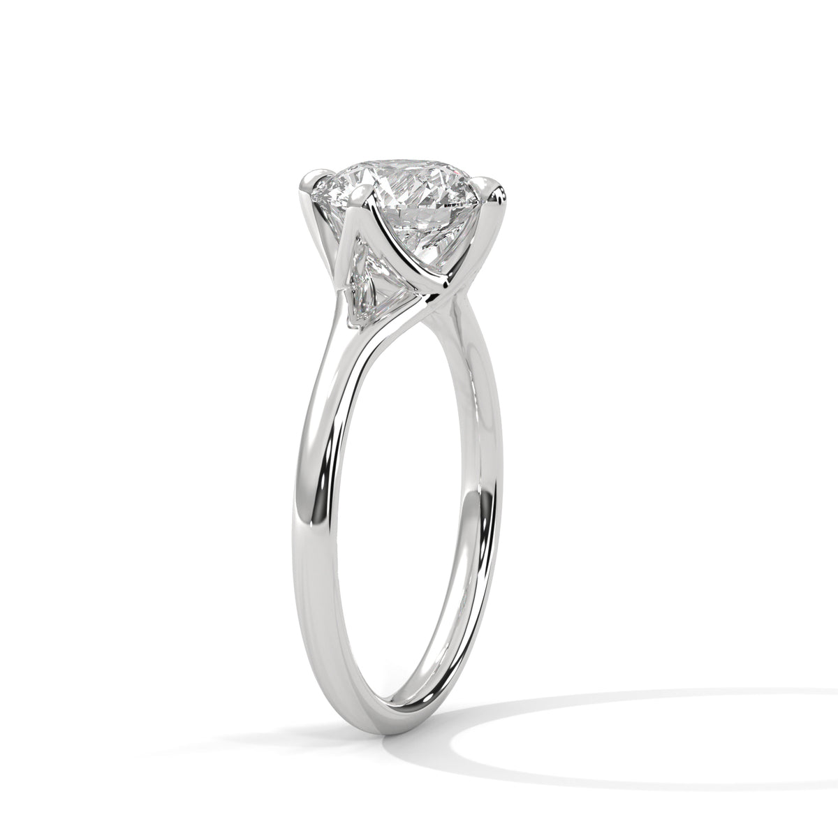 Diamond ring with a clear gemstone on a white background