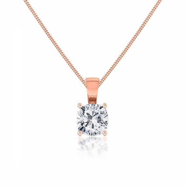 Cushion Cut Lab Diamond 4 Claw Drop Pendant