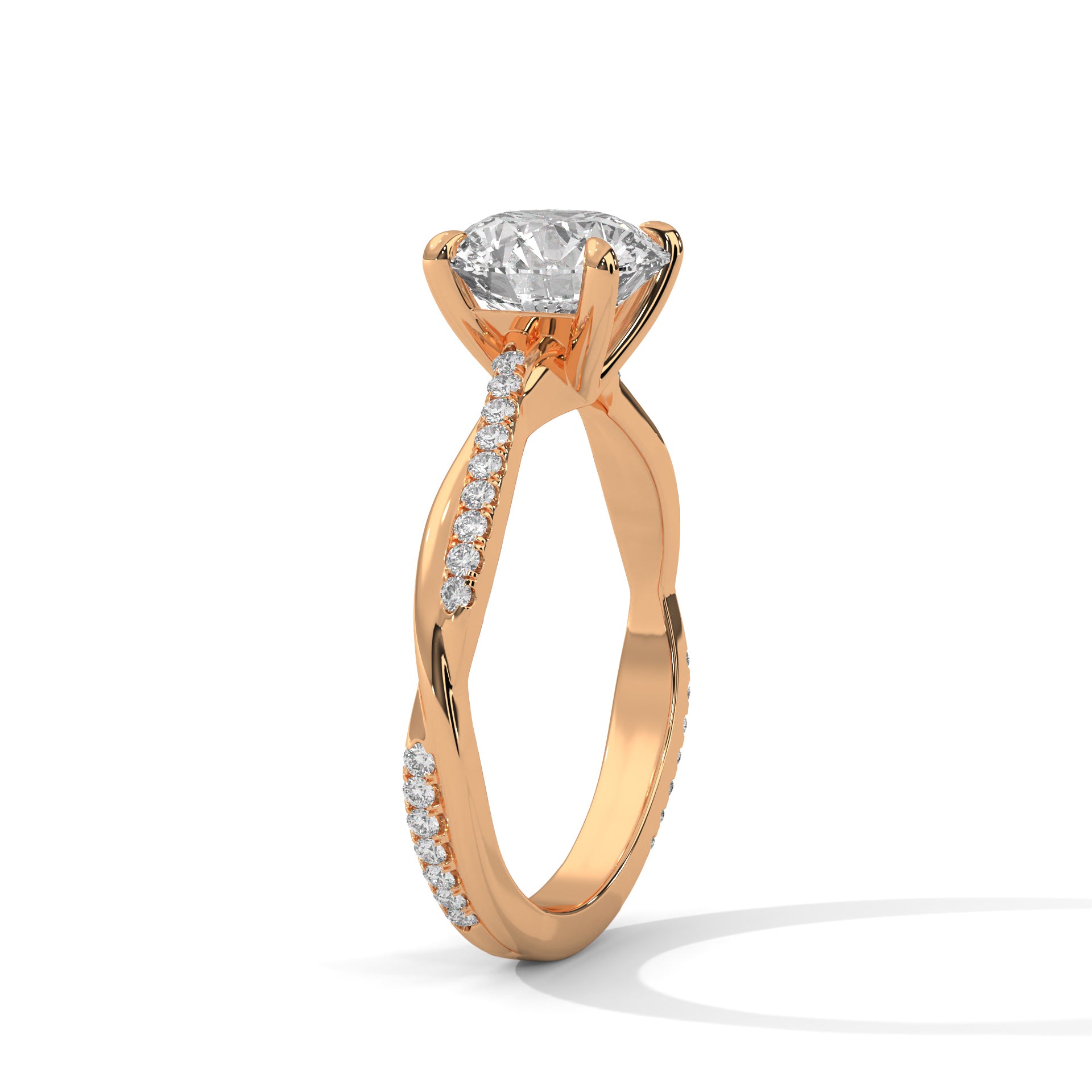 Round Brilliant Solitaire Twisted Engagement Ring