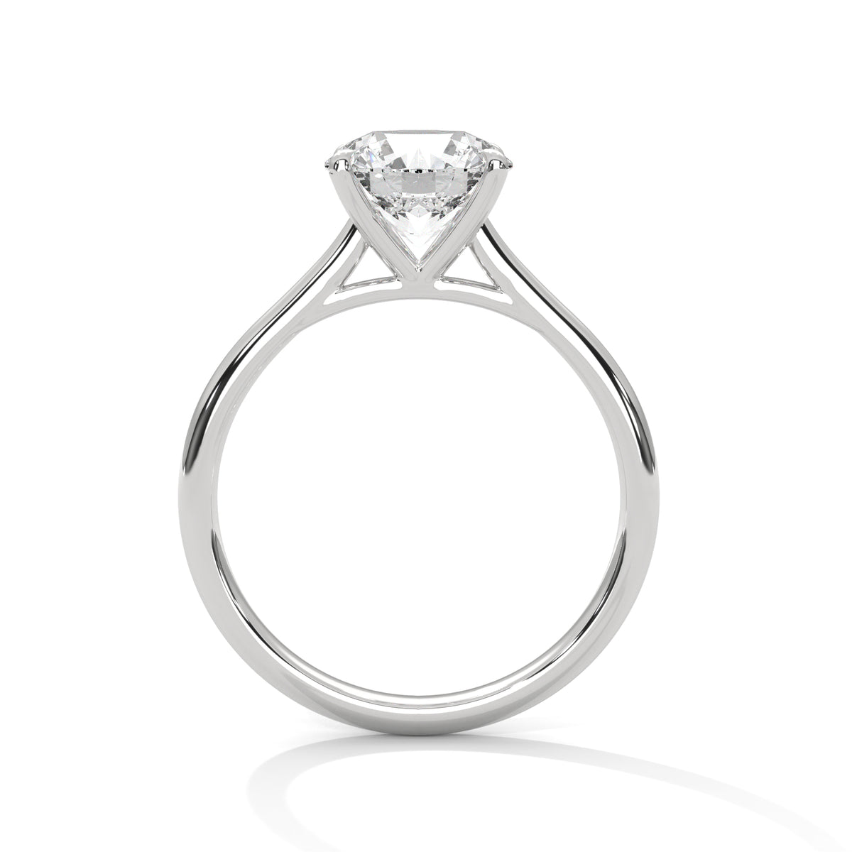 Silver ring with a diamond on a white background