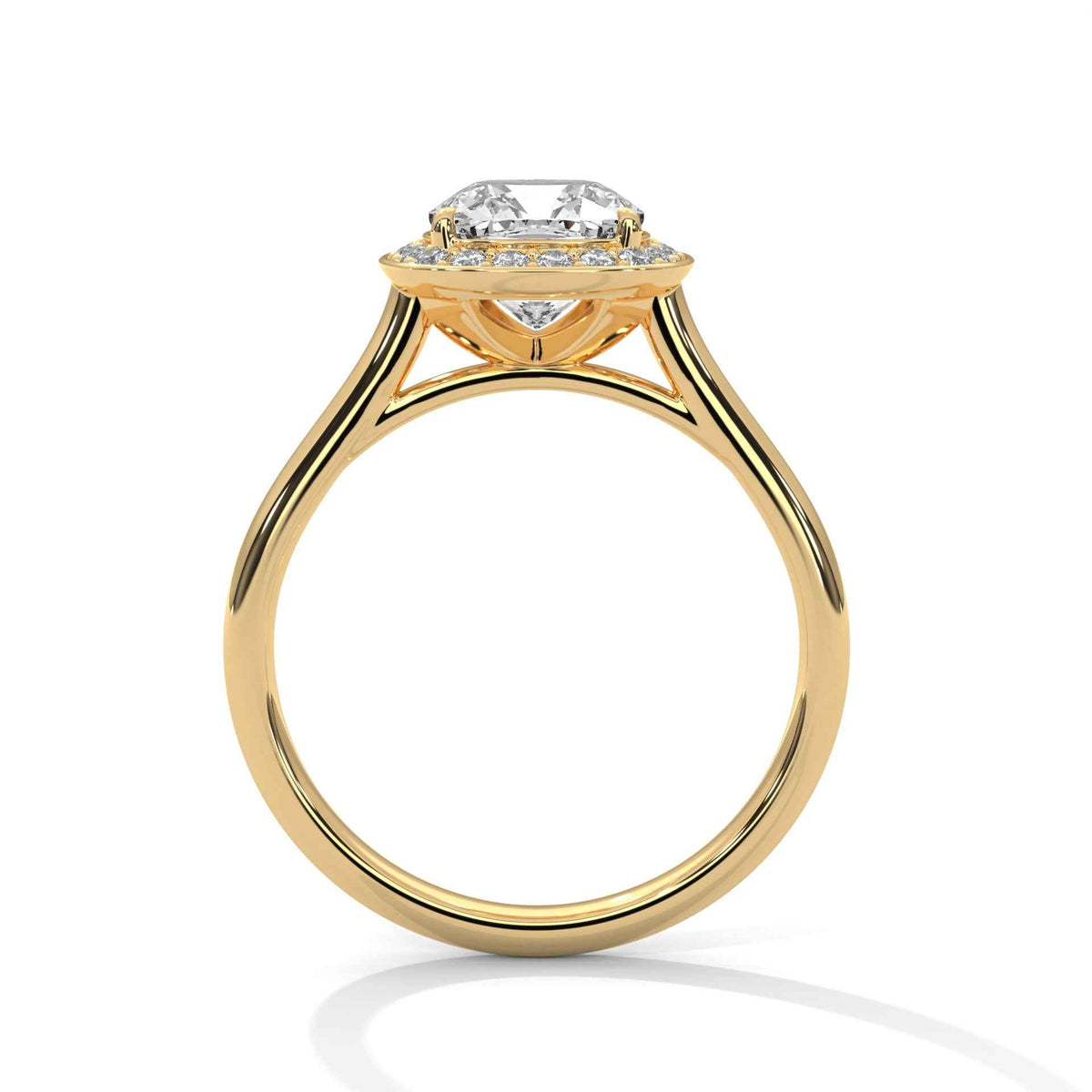 Cushion Cut Lab Grown Diamond Milgrain Halo Engagement Ring