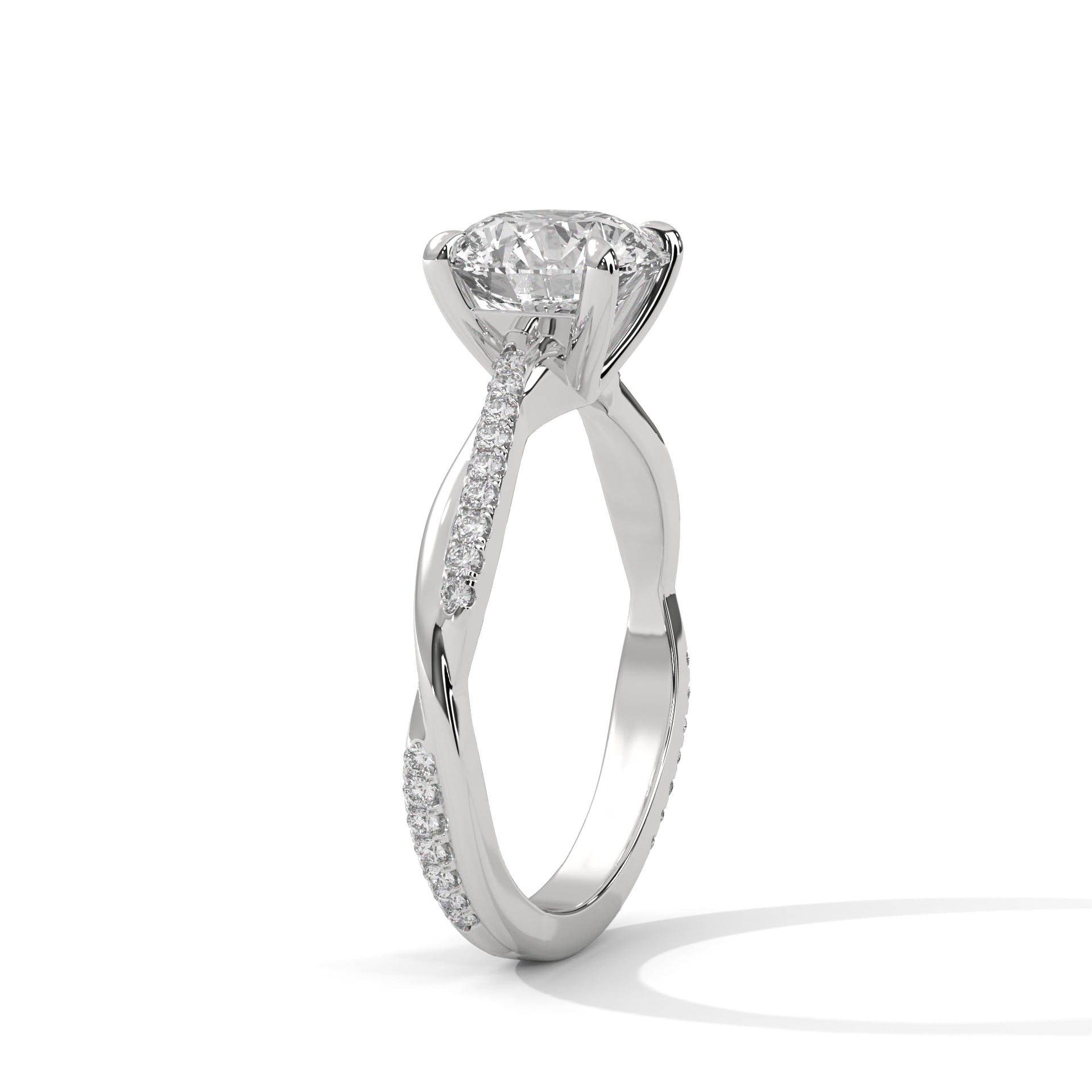 Round Brilliant Solitaire Twisted Engagement Ring