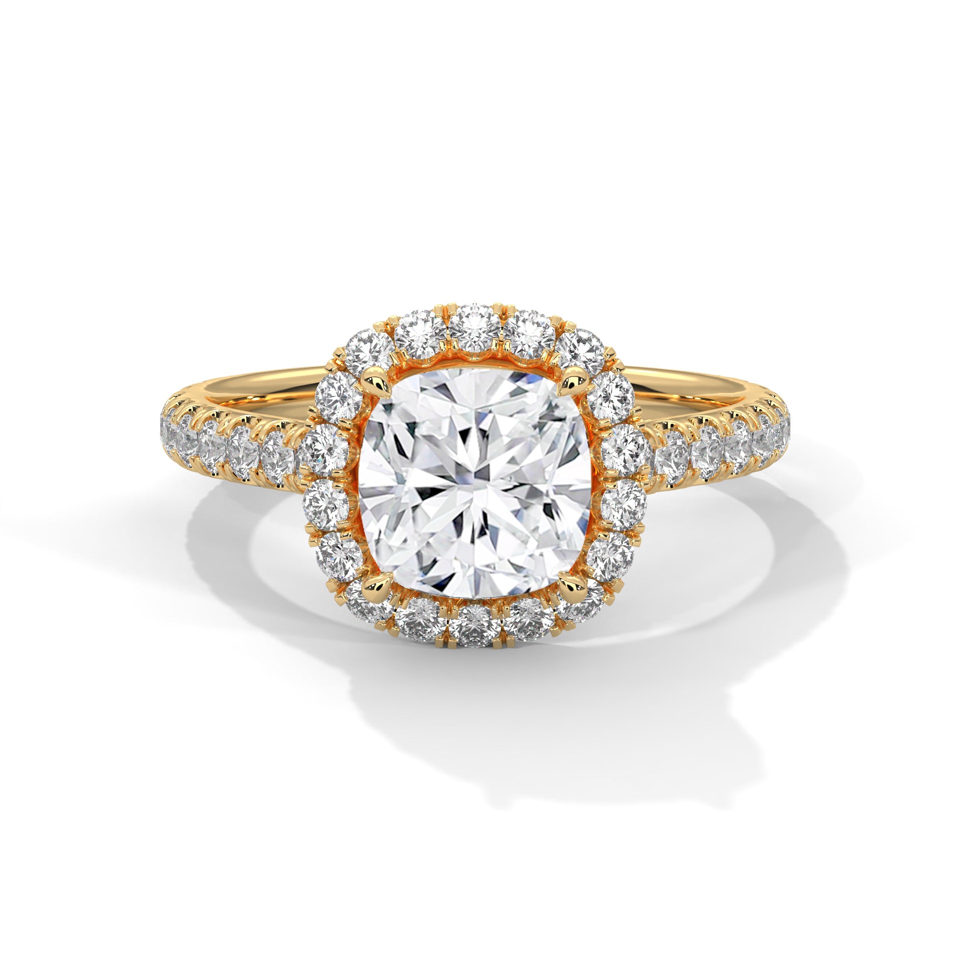 Cushion Halo Cathedral Engagement Ring