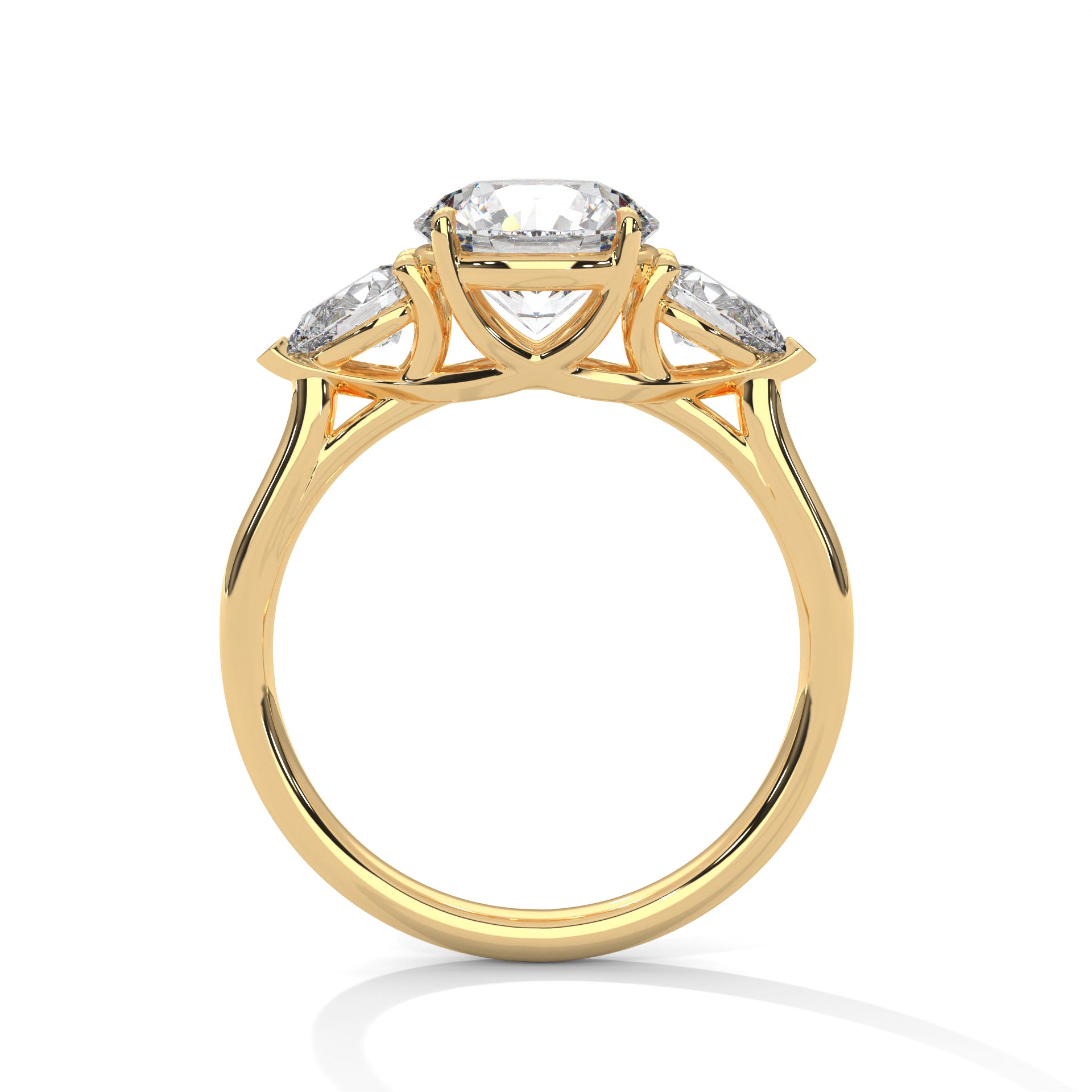 Three-Stone Round & Pear Diamond Engagement Ring