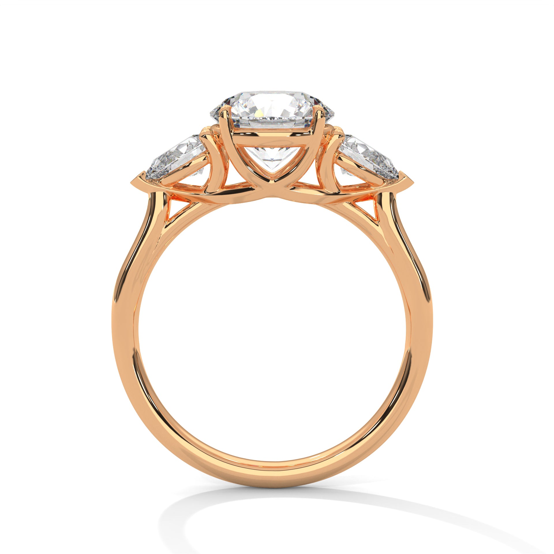 Three-Stone Round & Pear Diamond Engagement Ring