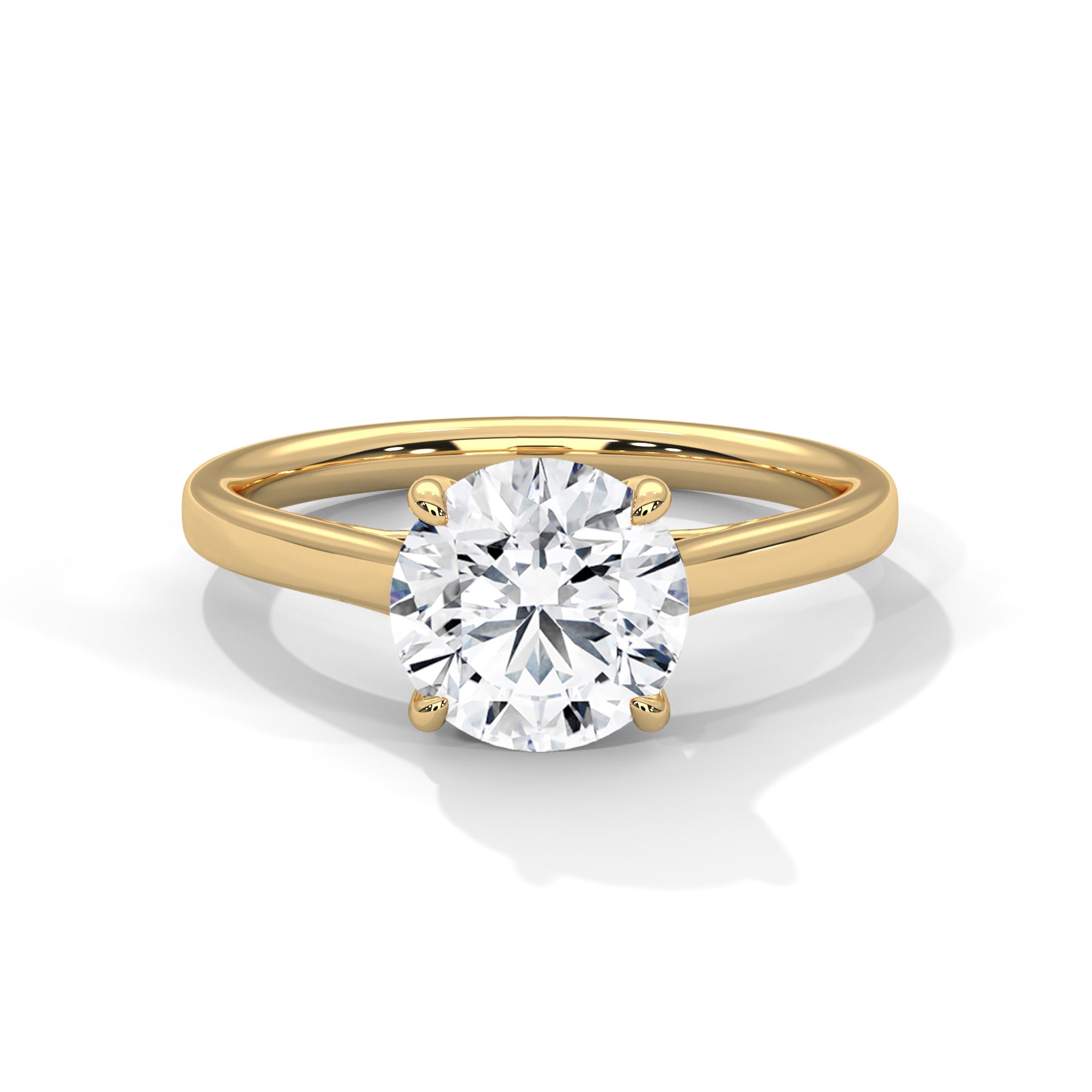 Round Brilliant Cathedral Solitaire Engagement Ring