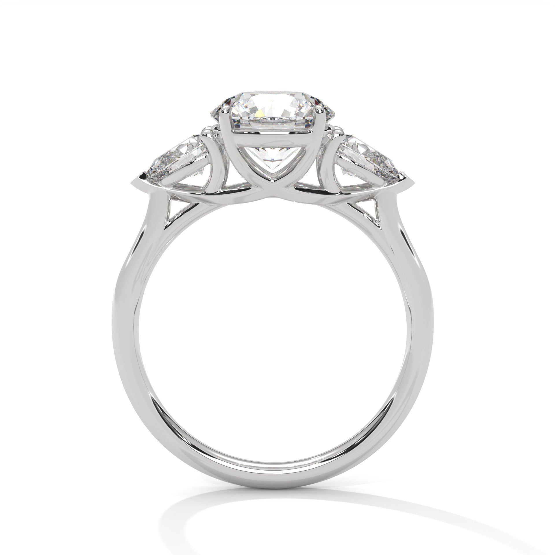Three-Stone Round & Pear Diamond Engagement Ring