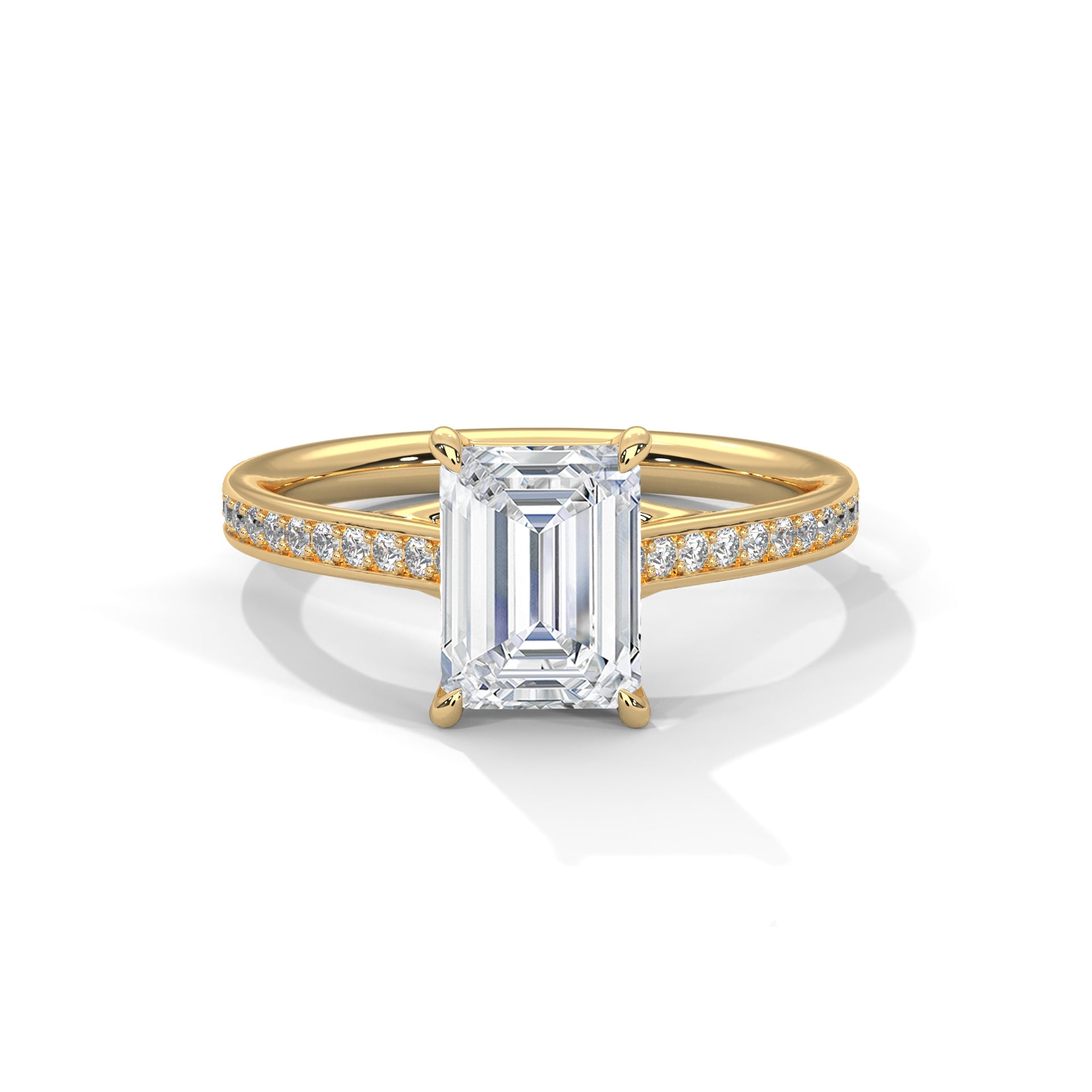 Radiant Cut Pavé Solitaire Engagement Ring
