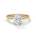 Elegant Oval Cut Solitaire Engagement Ring with Crossover Cathedral Band