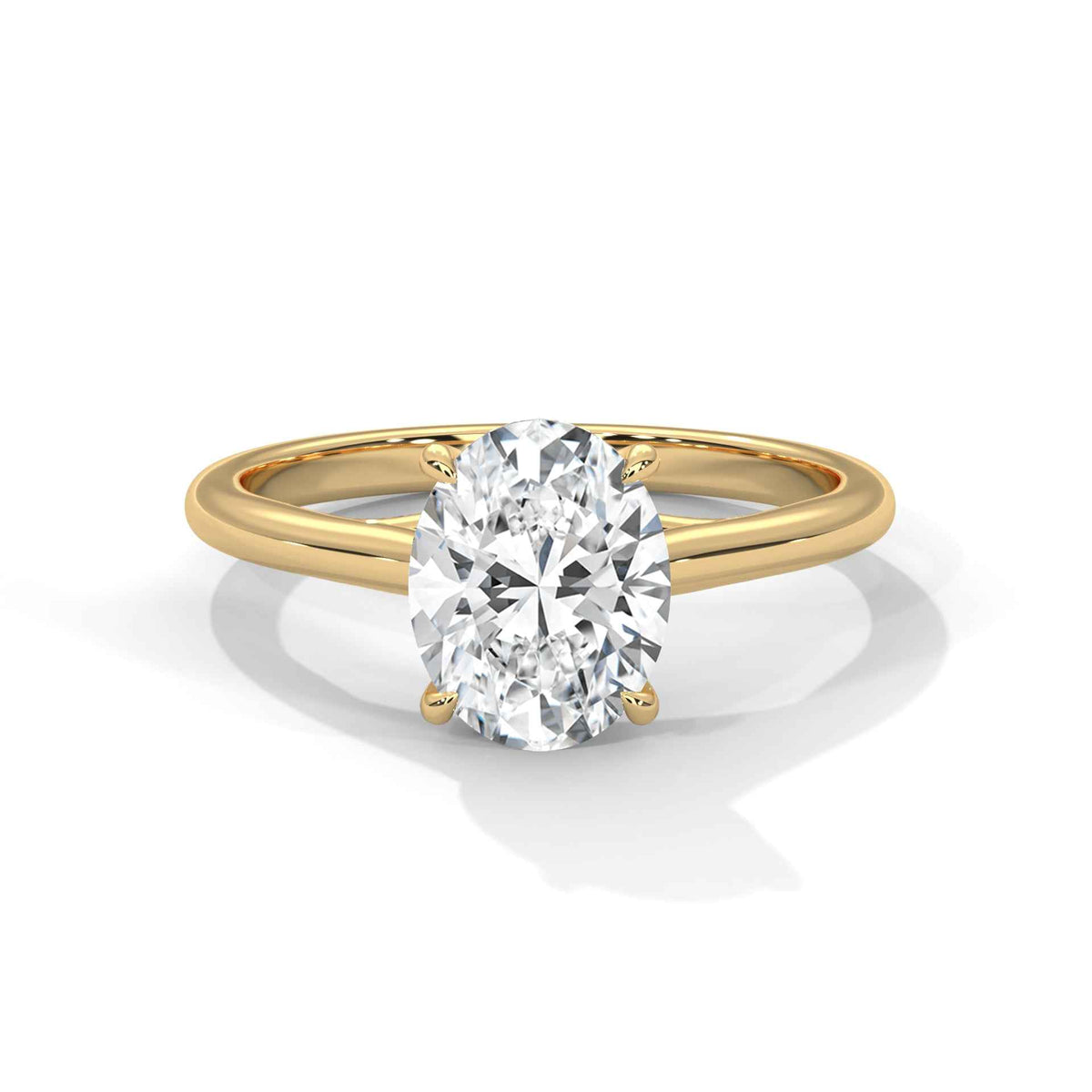 Elegant Oval Cut Solitaire Engagement Ring with Crossover Cathedral Band