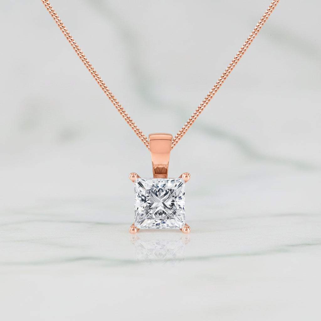 Princess Lab Diamond 4 Claw Drop Pendant