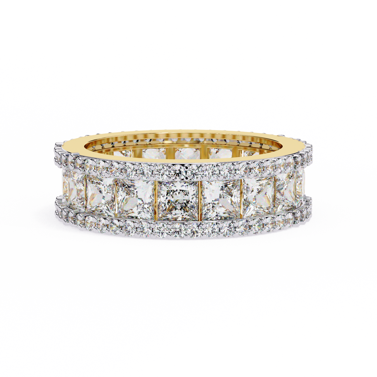 Princess & Round Cut Lab-Grown Diamond Bordered Eternity Band 3.54 CT