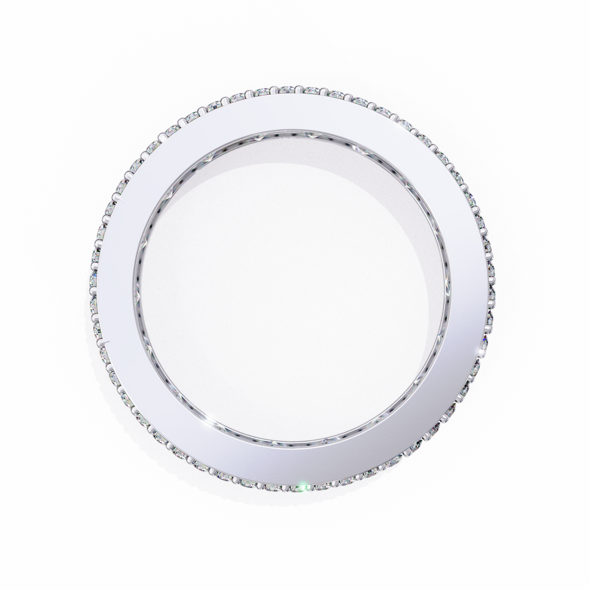 Clear round plate with decorative rim on a white background