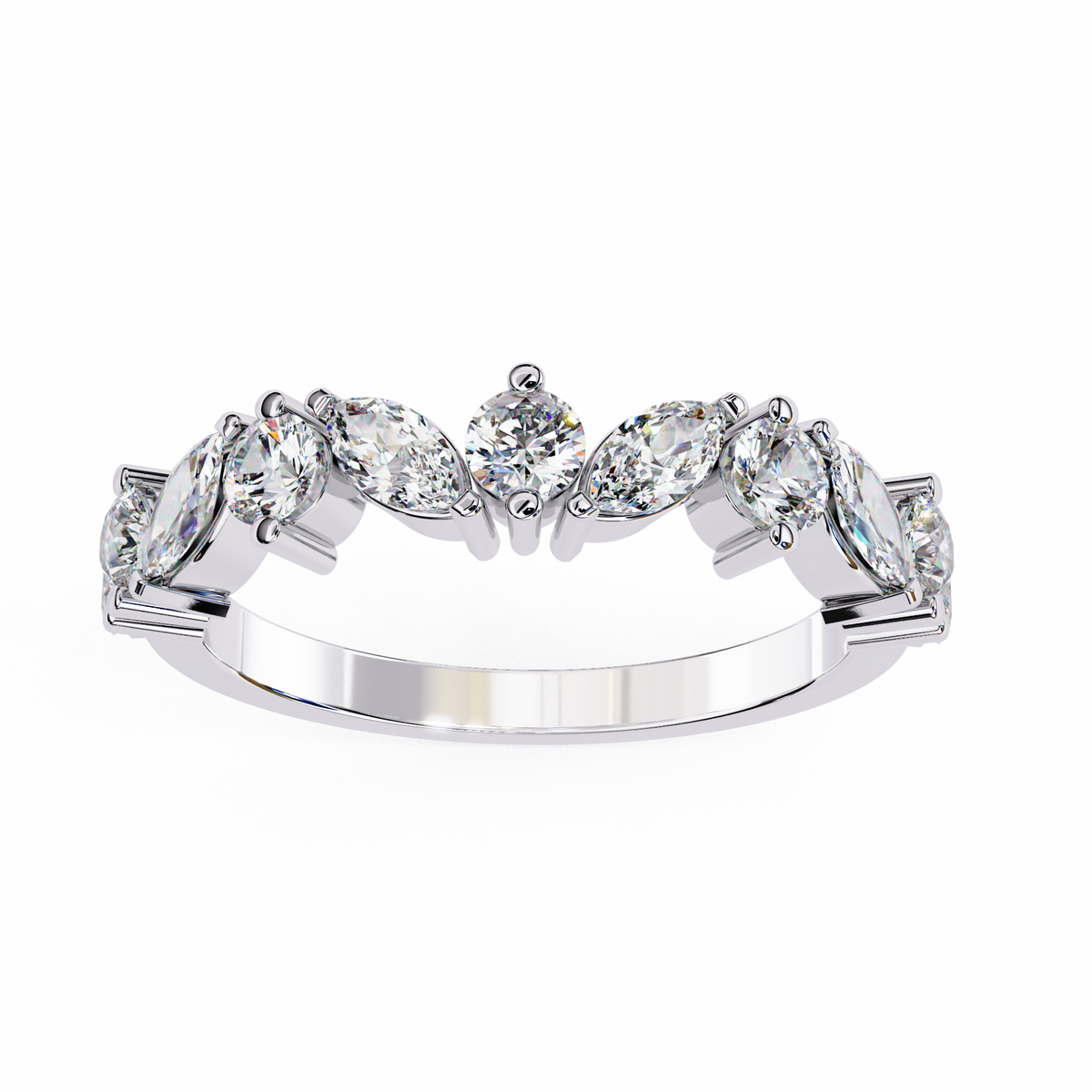 마키즈 & 라운드 컷 랩 그로운 다이아몬드 얼터네이팅 밴드 0.90 CT