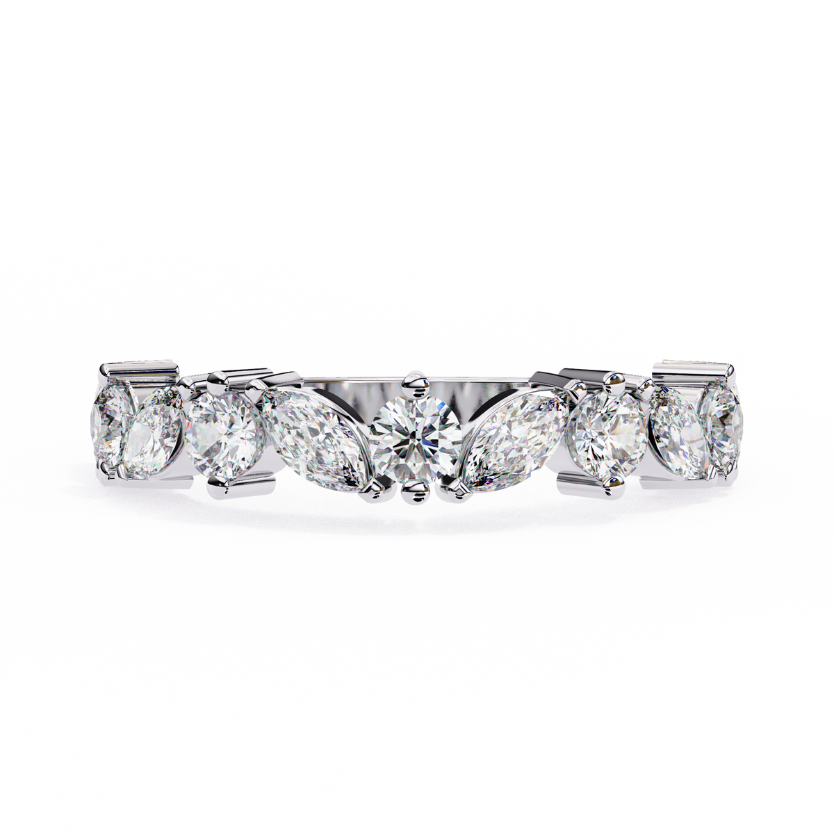 마키즈 & 라운드 컷 랩 그로운 다이아몬드 얼터네이팅 밴드 0.90 CT