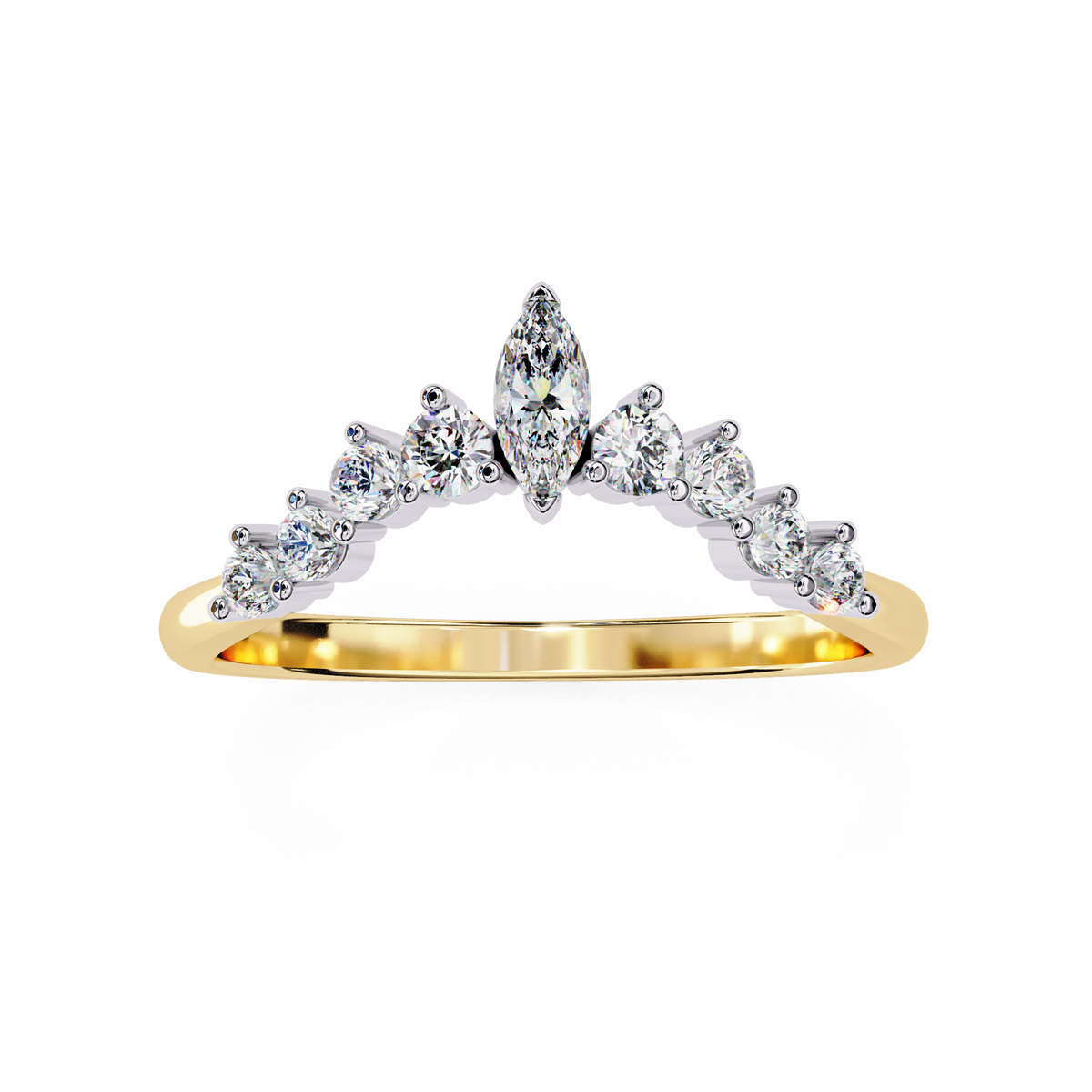 Marquise & Round Cut Lab Grown Diamond Curved Chevron Band 0.38 CT