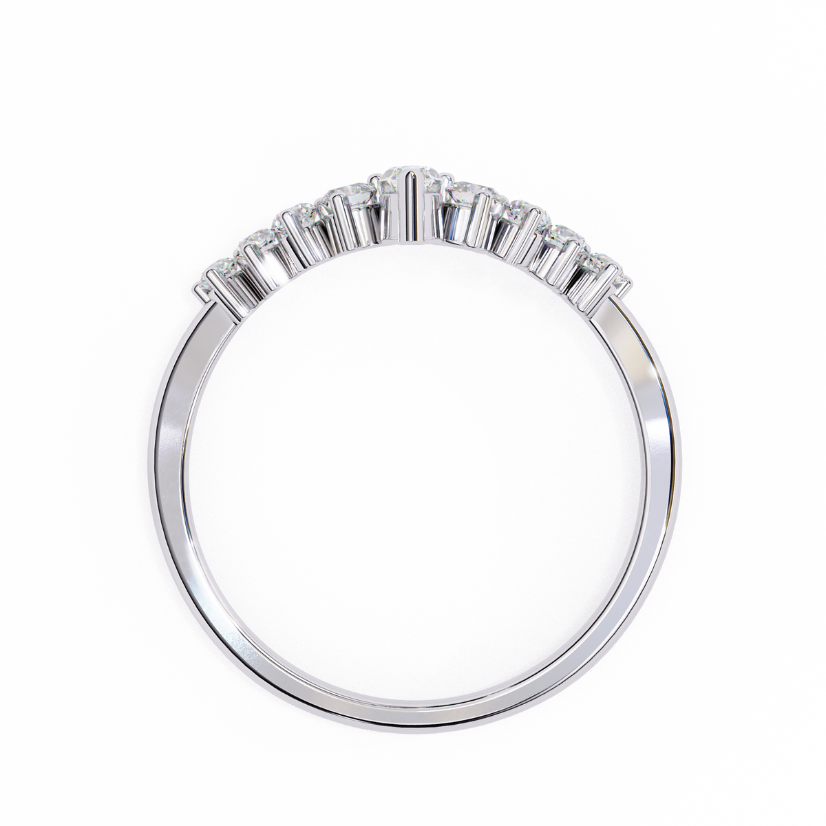 Diamond ring with baguette-cut stones on a white background