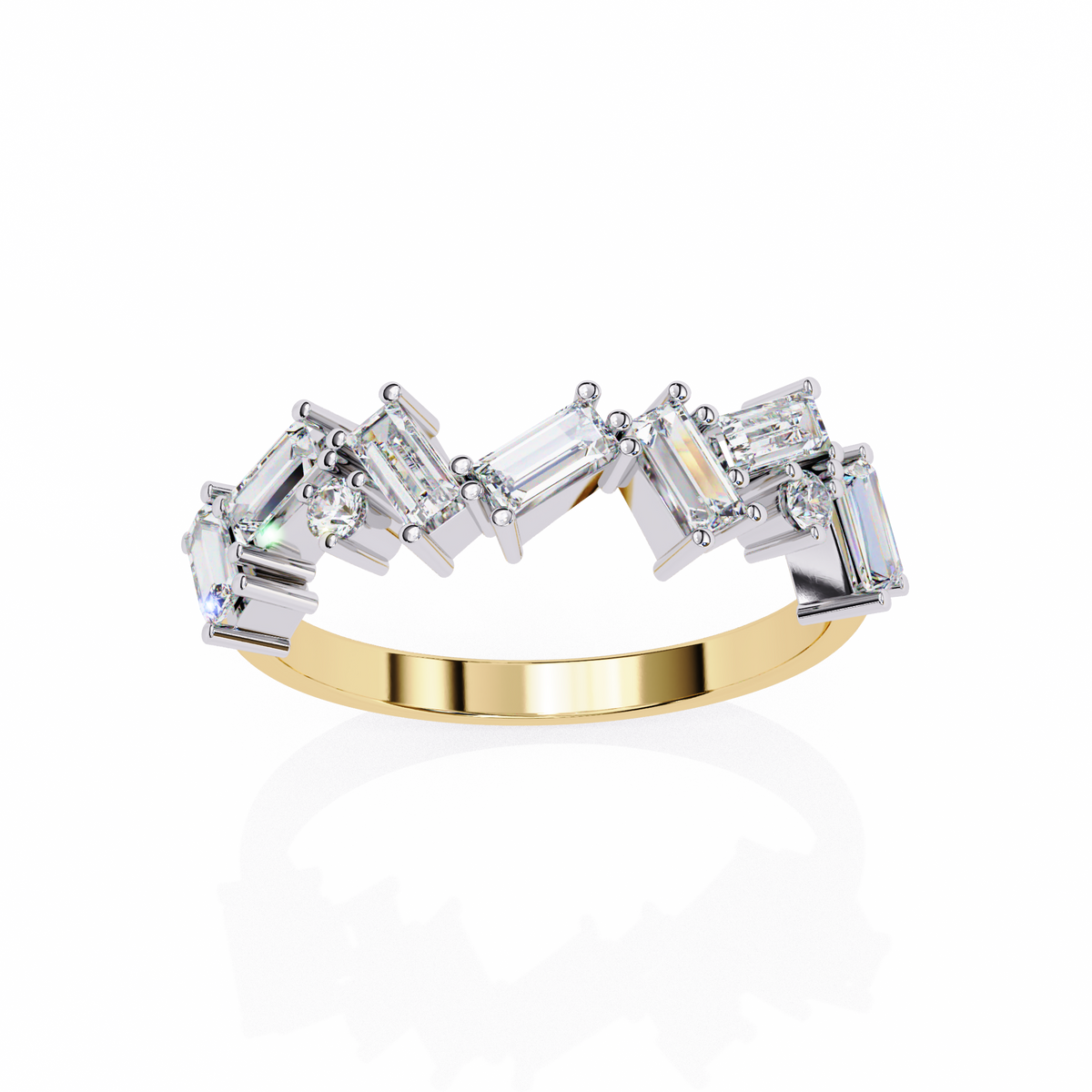 Baguette & Round Cut Lab-Grown Diamond Staggered Band 0.68 CT