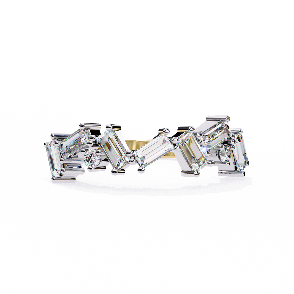 Baguette & Round Cut Lab-Grown Diamond Staggered Band 0.68 CT