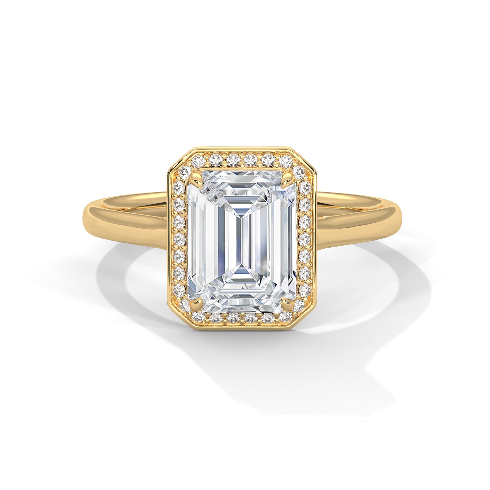 Emerald Cut Halo Engagement Ring