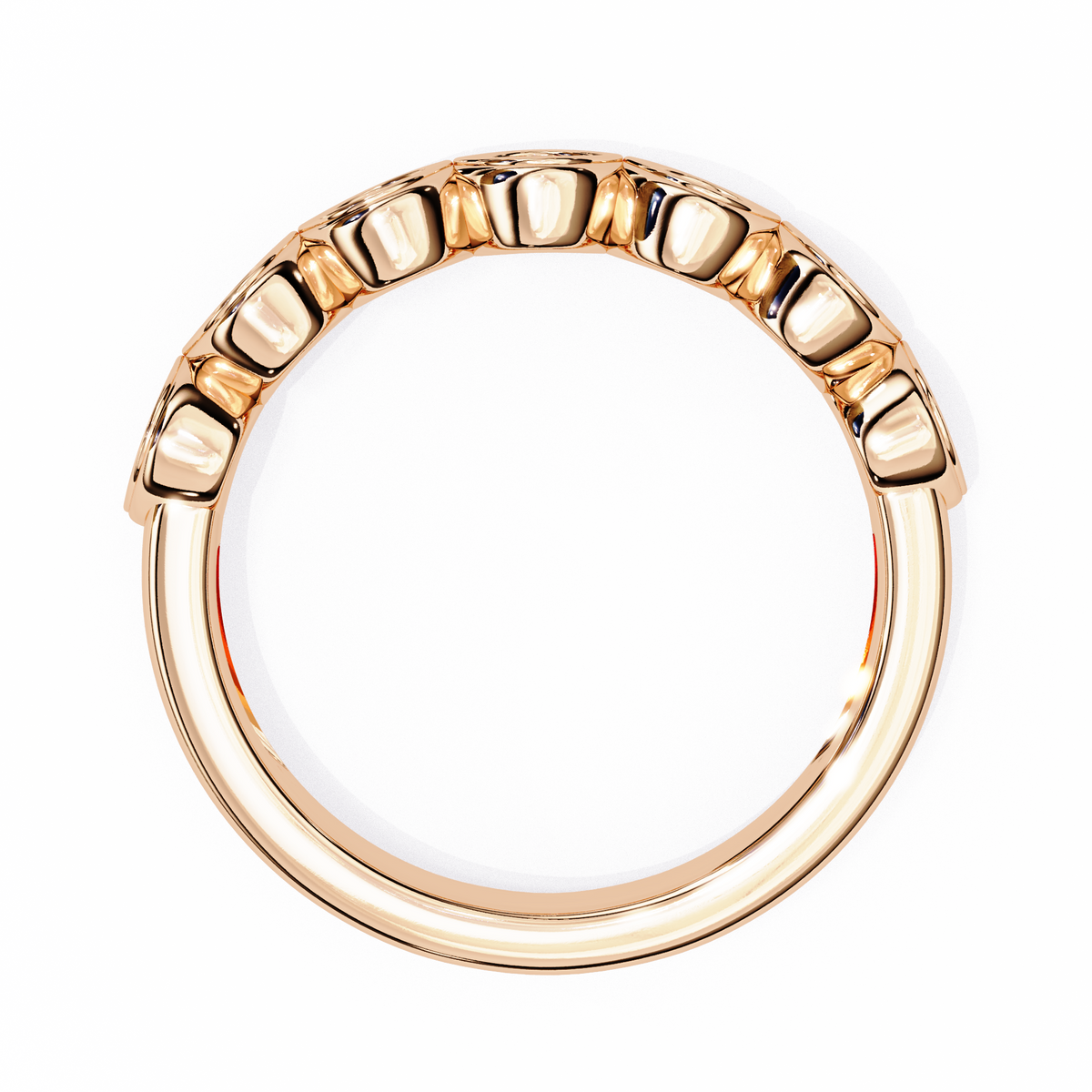 Rose gold hoop earring on a white background