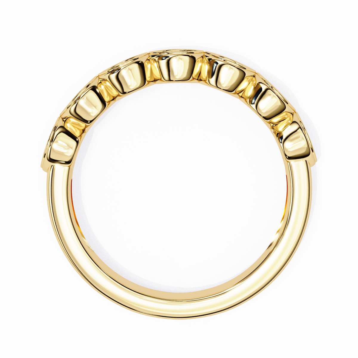 Gold hoop earring on a white background