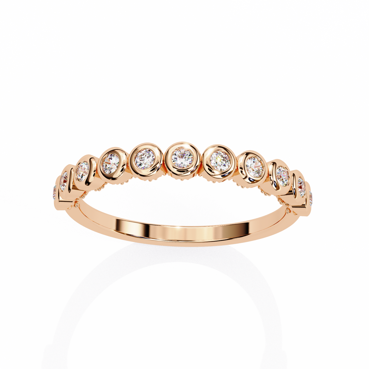 Gold ring with diamonds on a white background