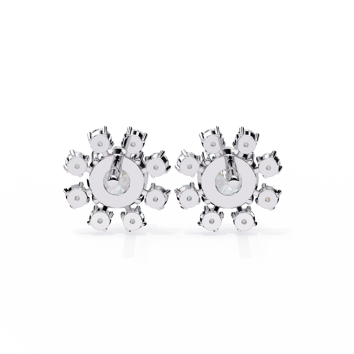 Pair of silver earrings on a white background