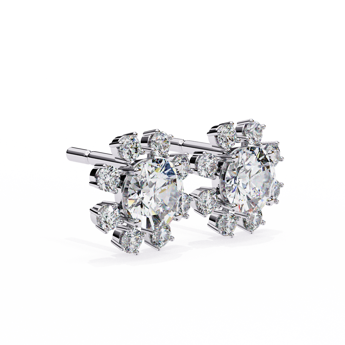 Diamond earrings on a white background