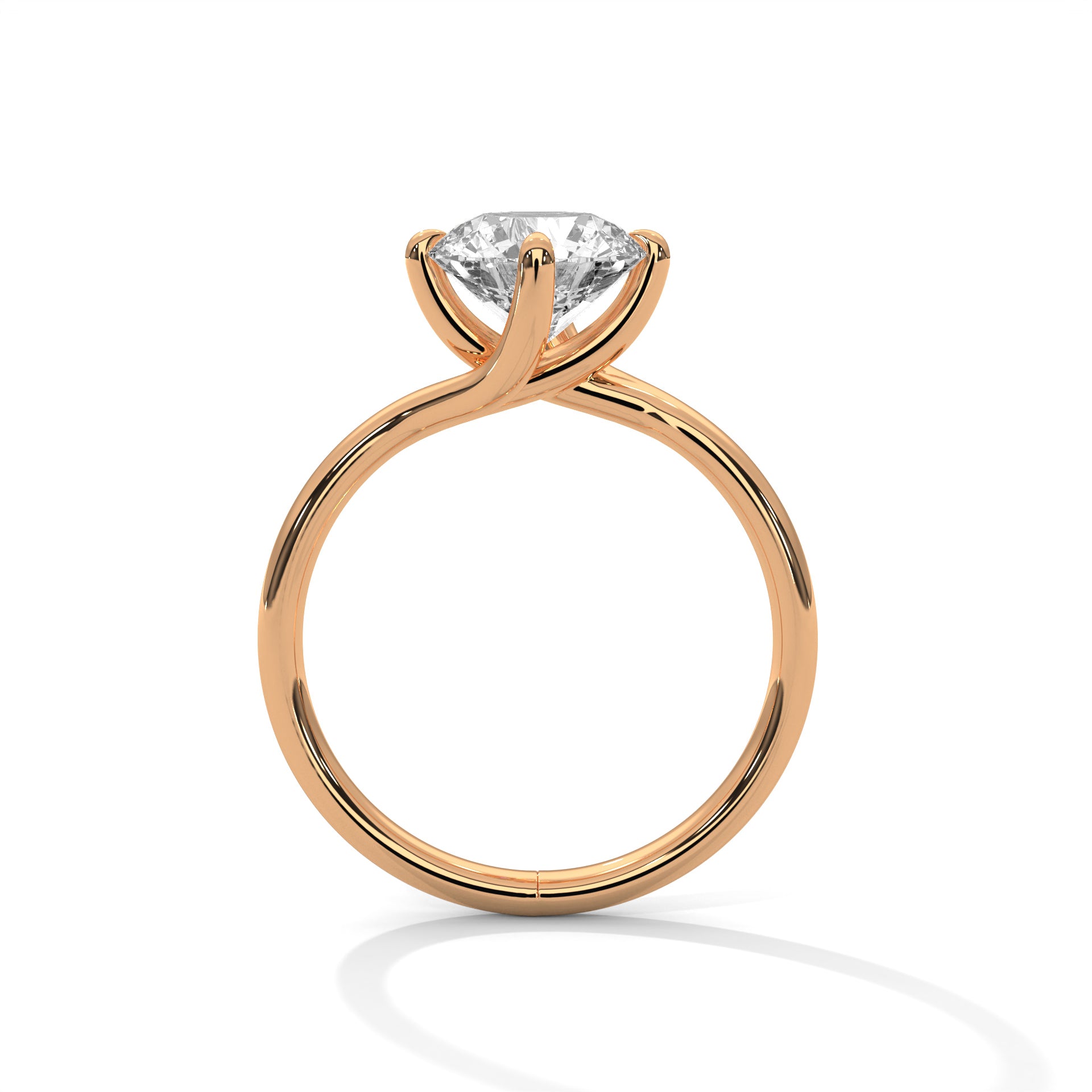 Round Lab Grown Diamond Solitaire Crossover Ring