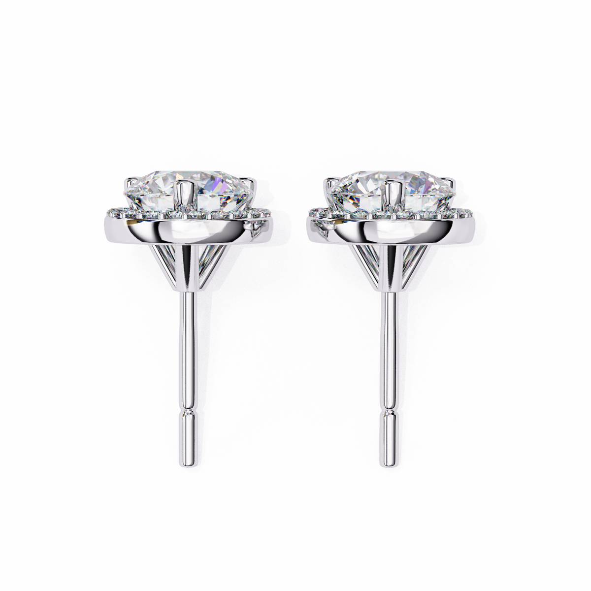 Round Lab Grown Diamond Classic Halo Stud Earrings