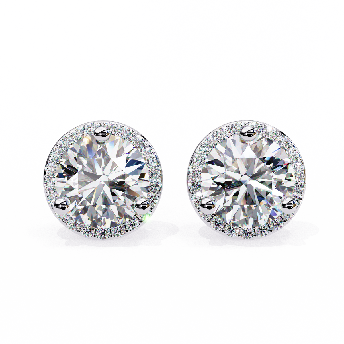 Round Lab Grown Diamond Classic Halo Stud Earrings