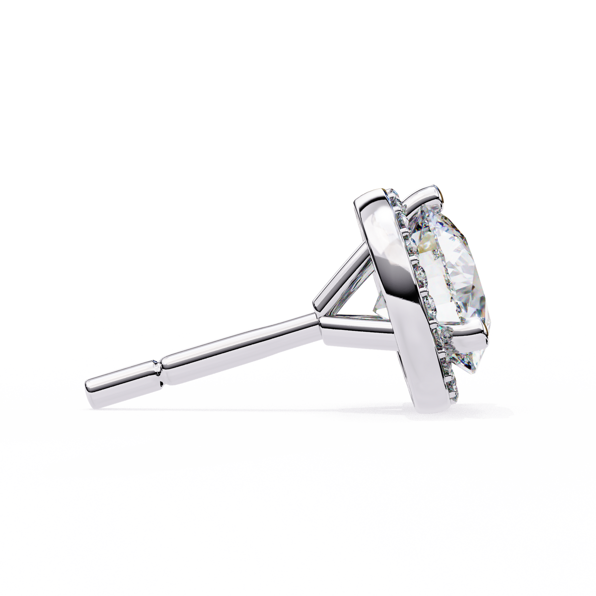 Round Lab Grown Diamond Classic Halo Stud Earrings