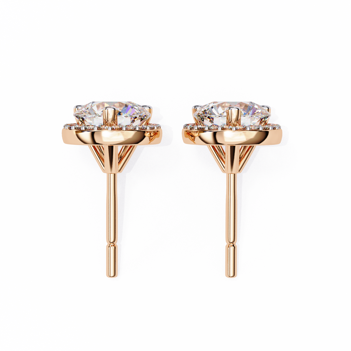 Round Lab Grown Diamond Classic Halo Stud Earrings