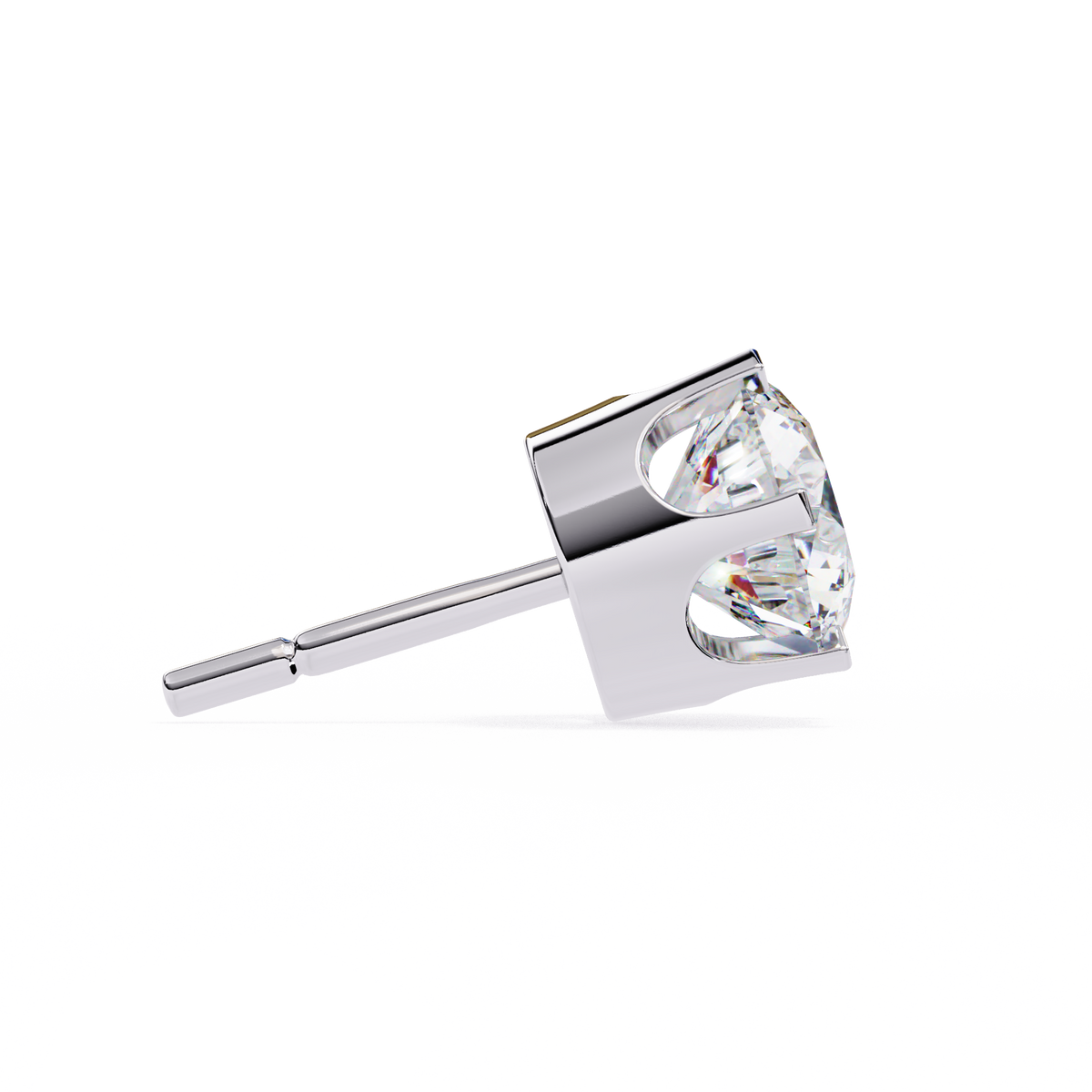 Regal Crown-Setting Round Brilliant Diamond Stud Earrings with Arched Gallery